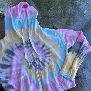 Aeropostale Pastel Tie Dye Cropped Zip Up Hoodie H23
